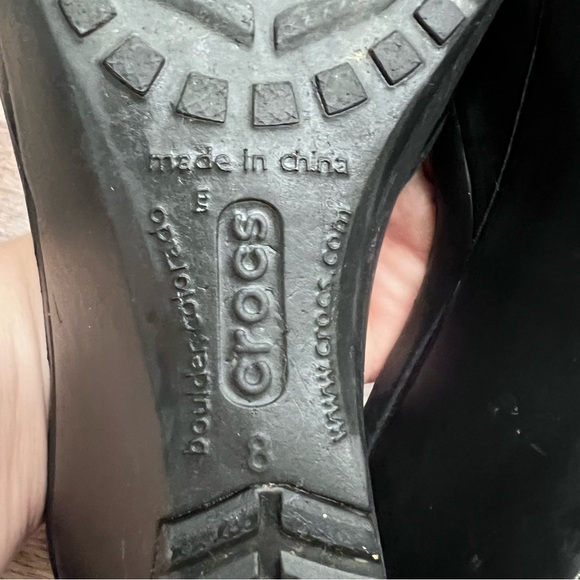 CROCS Women's Classic Black Slide Wedge 3 Inch Sandals Size 8 - Picture 6 of 6